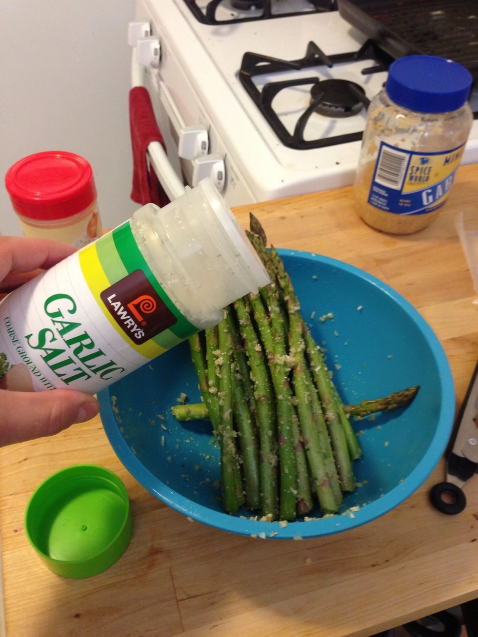 Add a pinch of garlic salt and black pepper for flavor.