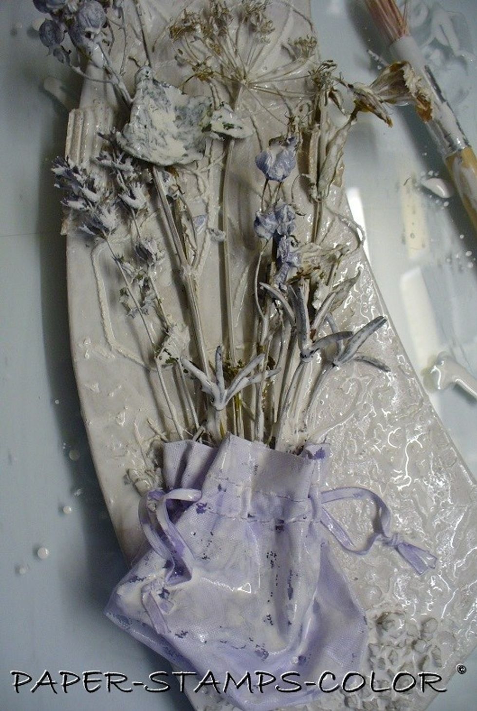 Add a second layer of gesso when dry. A close up of the project so far....