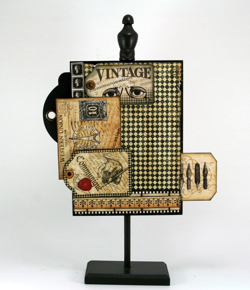 Add a second tag from Communique Tags to the bottom of postcard.