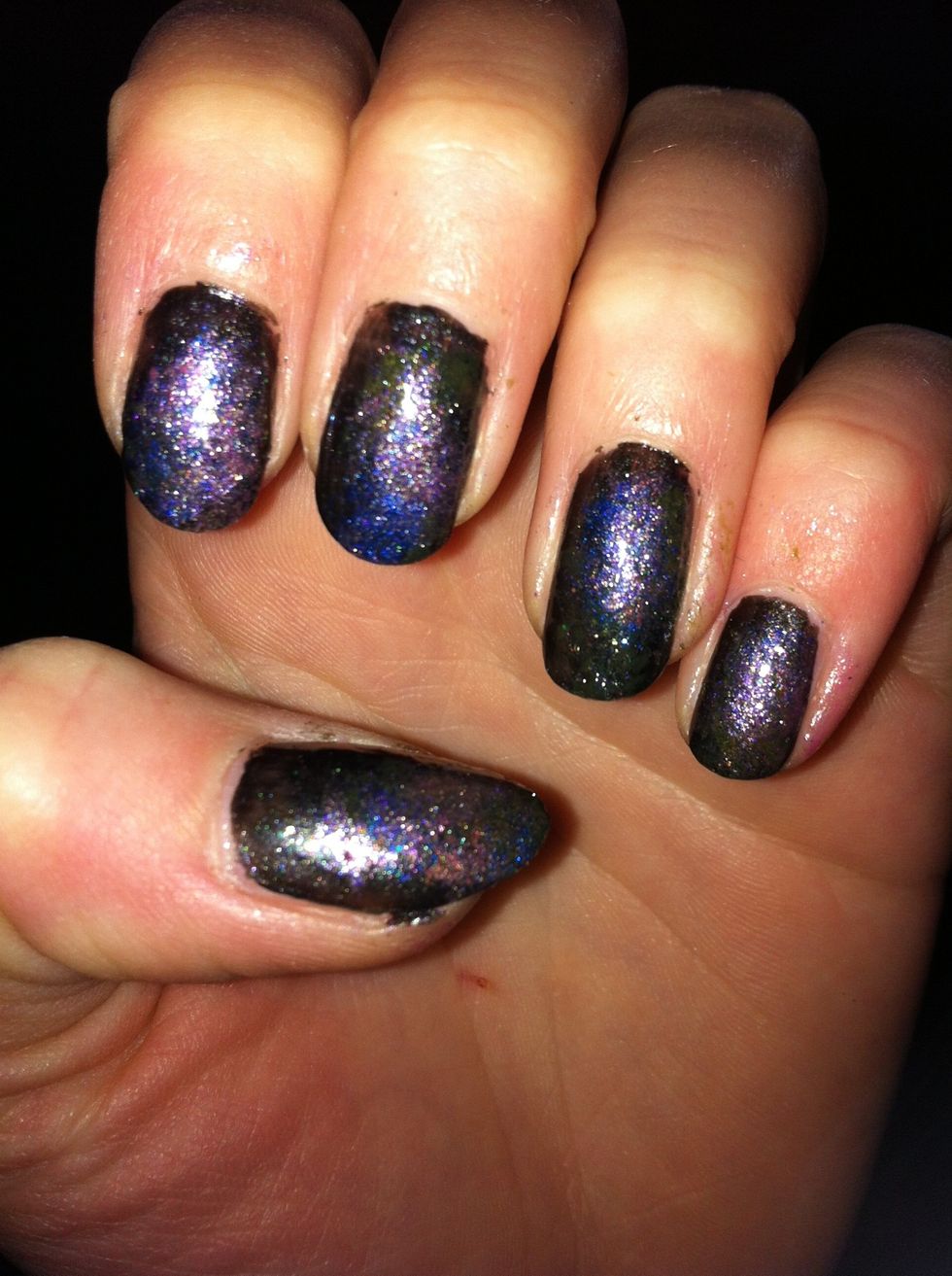 Add a see-through nail polish with glitters.