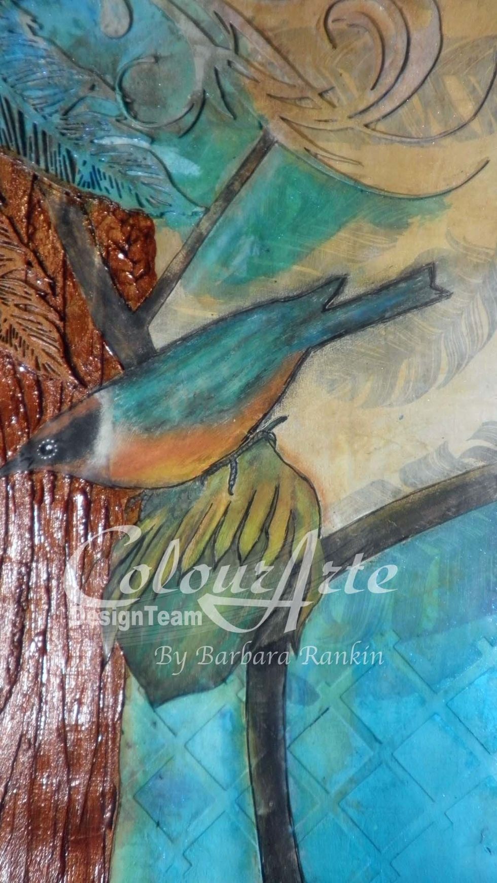 Add a sketchy outline to the collaged image with a permanent black pen.