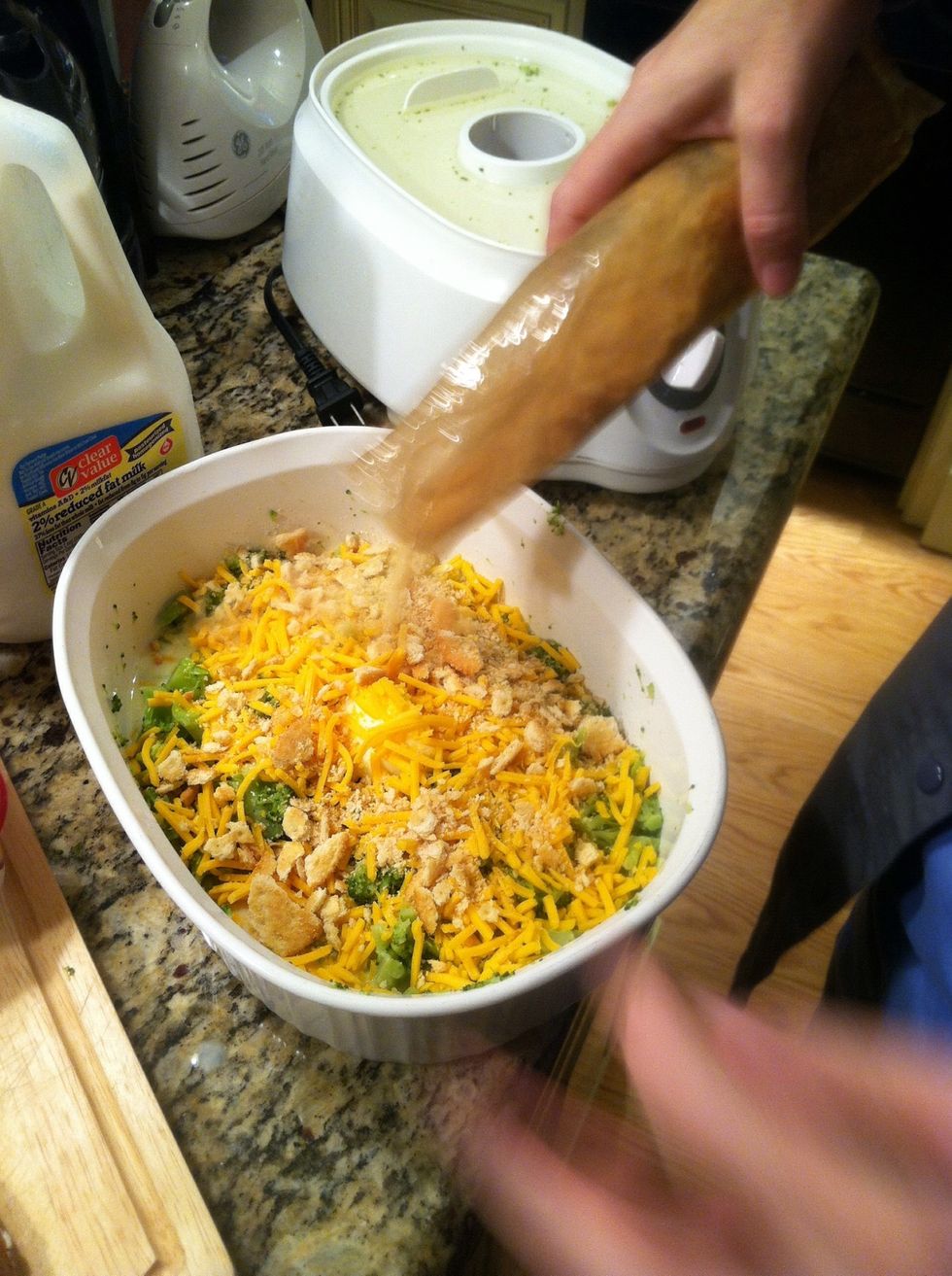 Add a sleeve of crackers. Back on 350 for about 20 mins