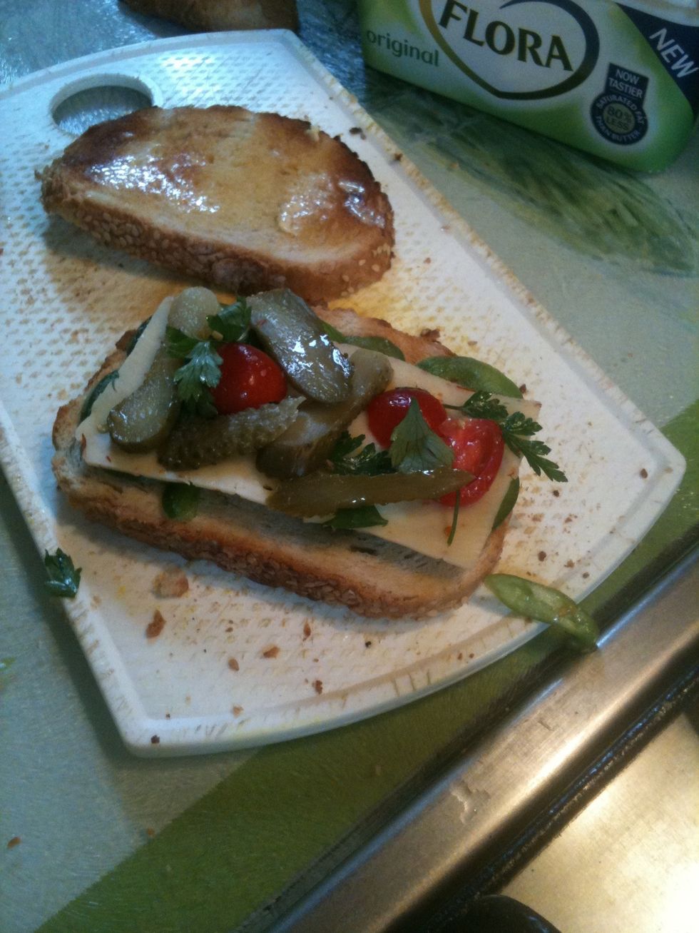 Add a slice of cheese, cherry tomatoes, parsley, gherkins!!