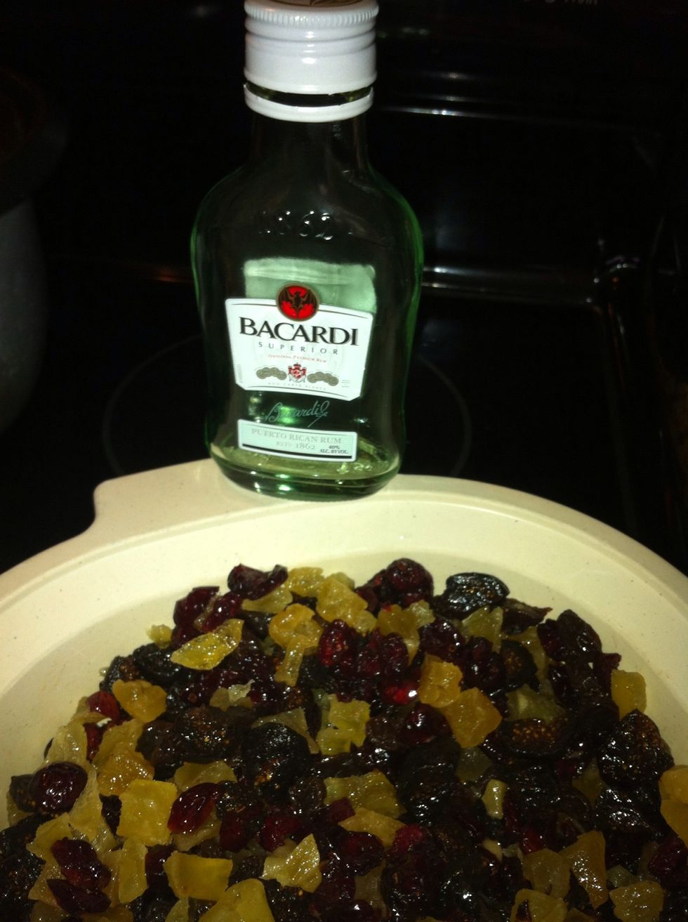 add a small botlle or 4 oz of your favorite rum, let it soak for at least one hour