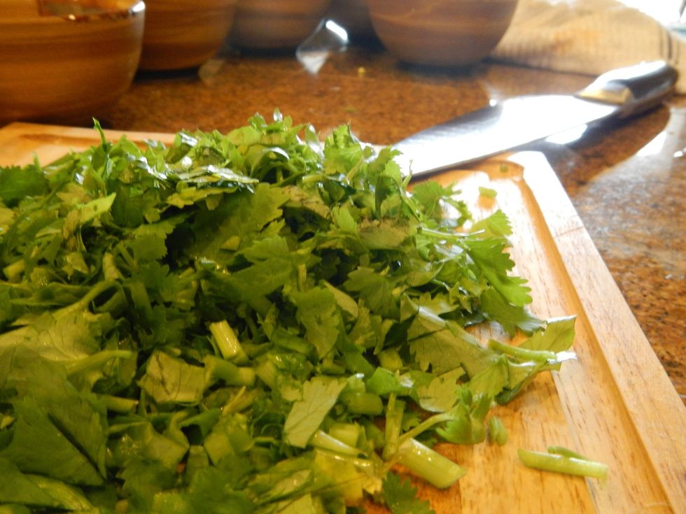 Add a small handful of chopped cilantro to the meat