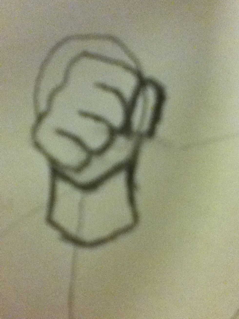 Add a small v for the cuff on his sleeve