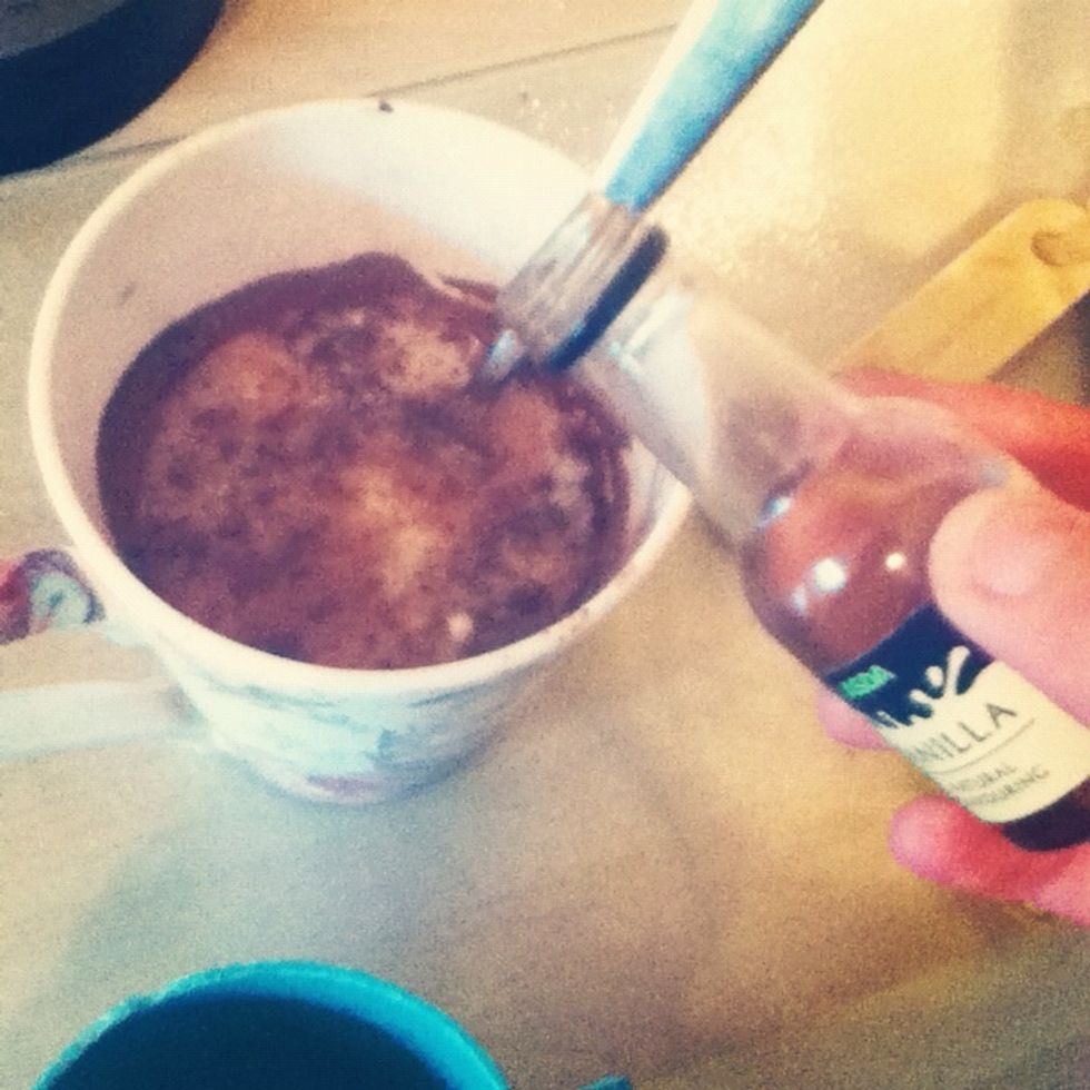 Add a splash of Vanilla flavouring/extract AND 2 tablespoons of oil (I forgot to take a picture, whoops)
