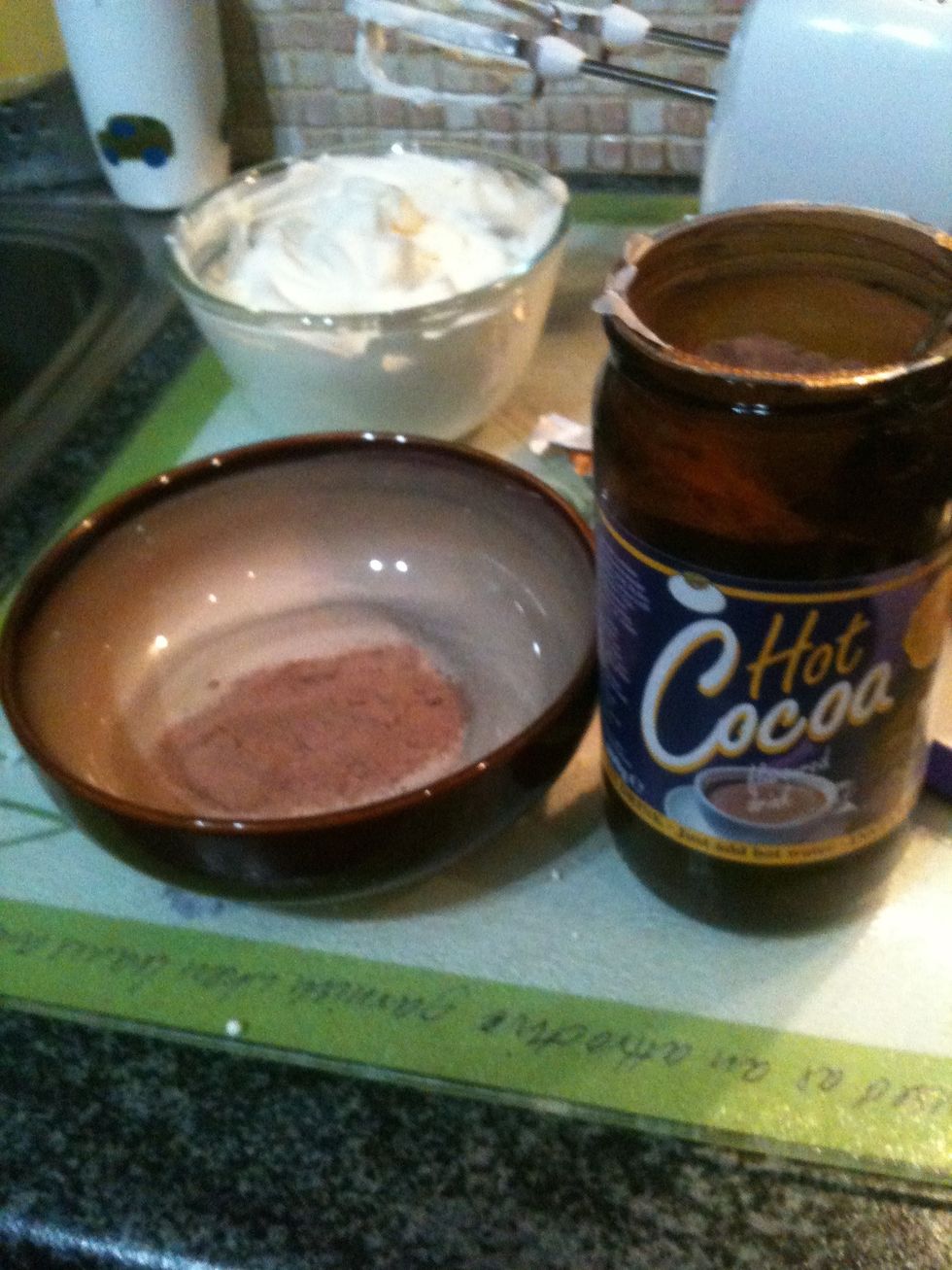 Add a spoon of coco powder in a bowl.