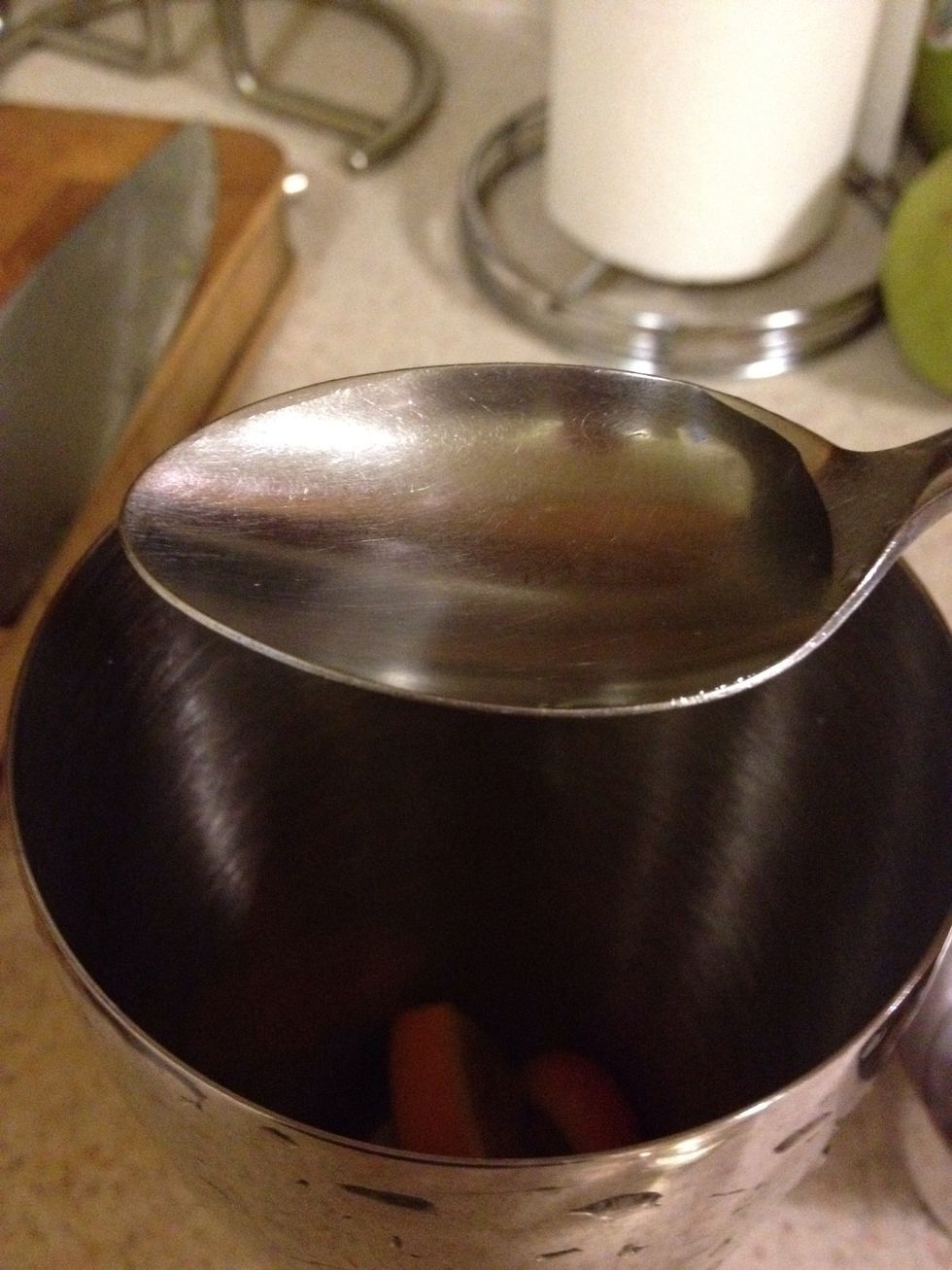 Add a spoonful of simple syrup because it helps the medicine go down, the medicine go down. Less than a tsp. (You can make this by boiling 1 pt sugar to 1 pt water.)