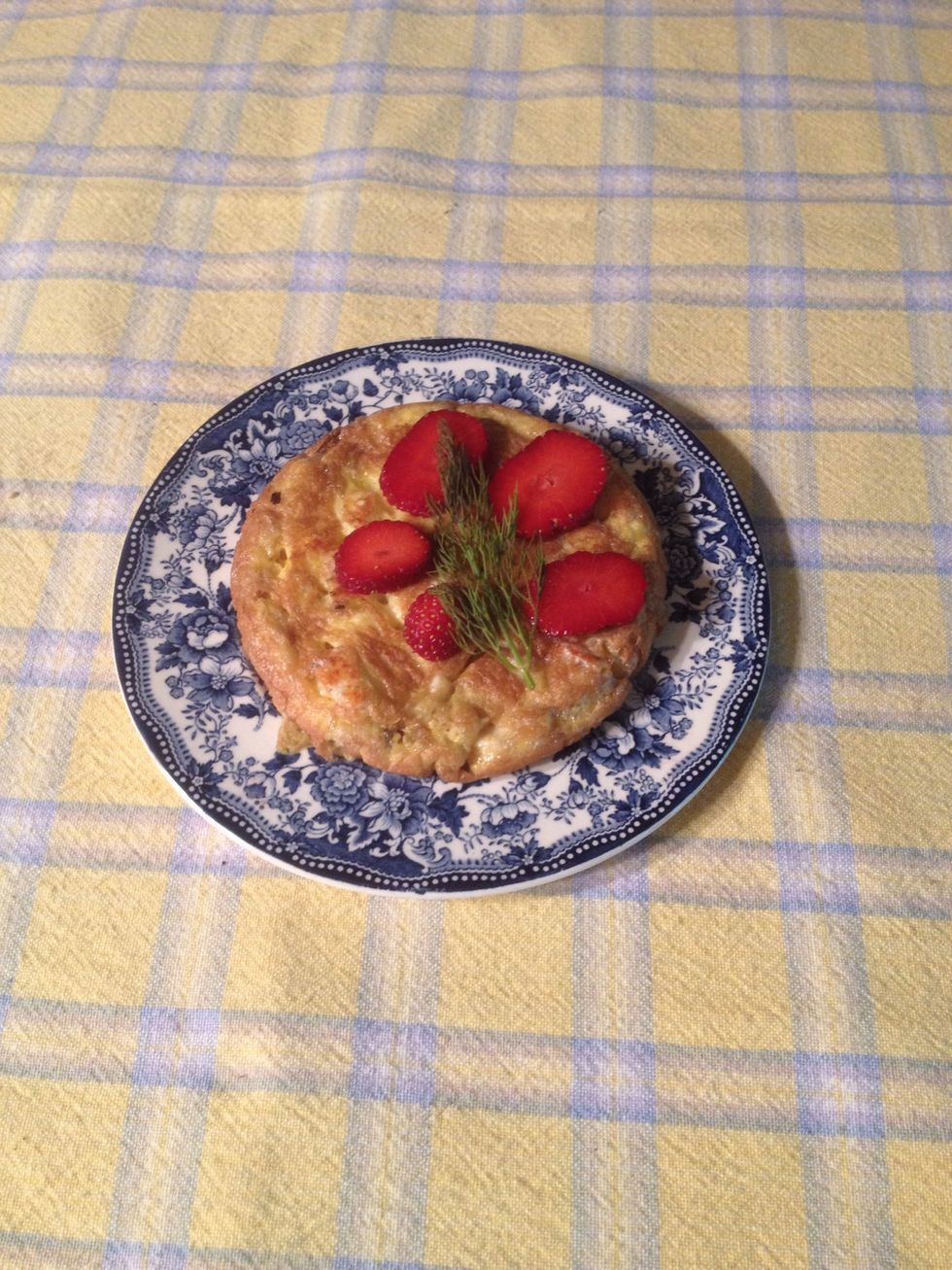 Add a sprig of baby dill on top. (Strawberry optional) enjoy