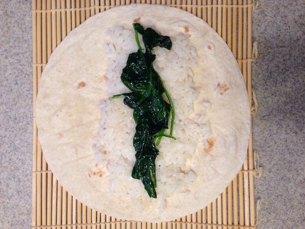 Add a strip of spinach.