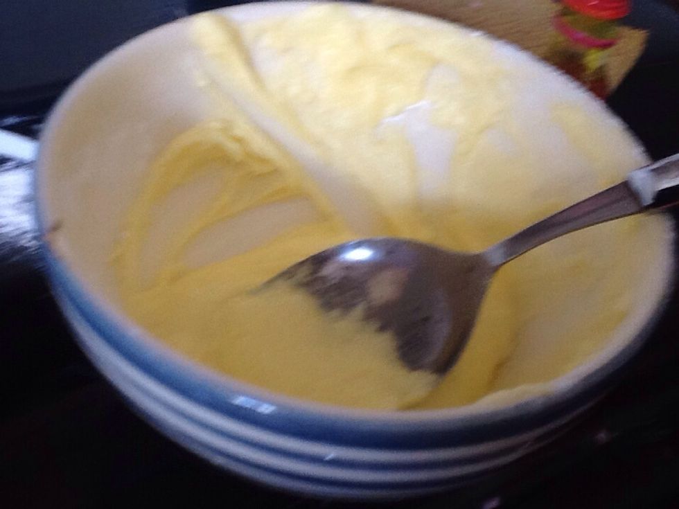 Add a table spoon of water and begin to mix