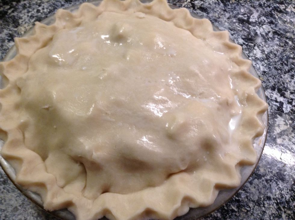 Add a teaspoon of milk on top to brown it.