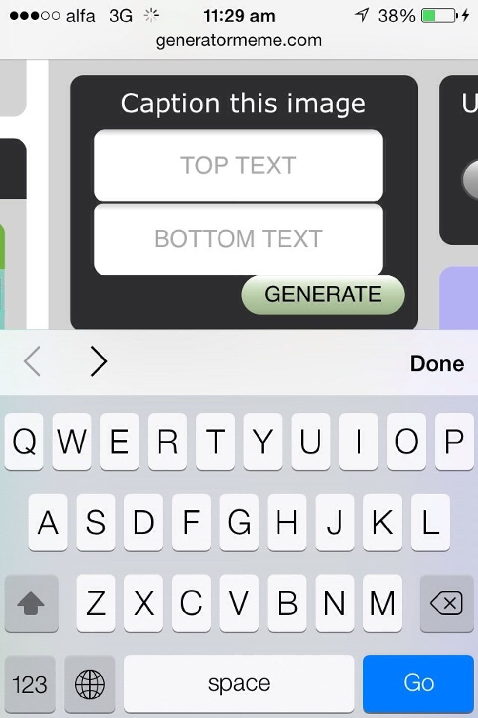 Add a top text and a bottom text, then generate