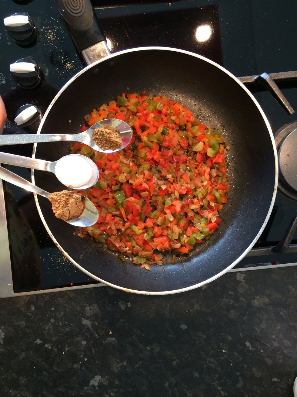 Add a tsp of salt, \u00bd tsp coriander powder and \u00bc tsp garam masala.