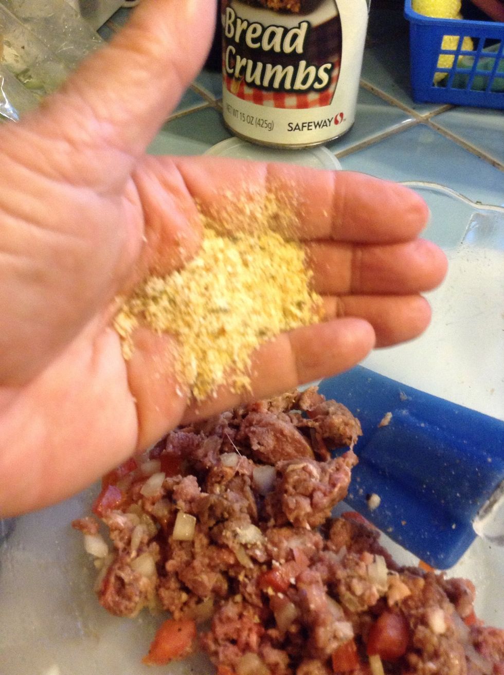 Add about 1-2 tablespoons breadcrumbs per patty to bind the mixture together.