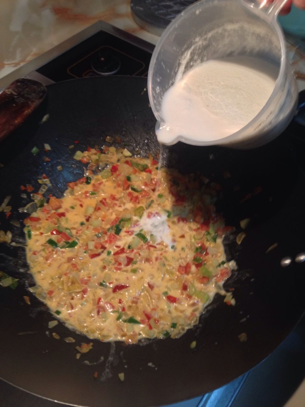 Add about 2/3 of the coconut milk and simmer, uncovered, 10 minutes to bring flavors together. Also, I added some of the butter where the shrimp cooked \ud83c\udf64\ud83c\udf64yummyyyy!!