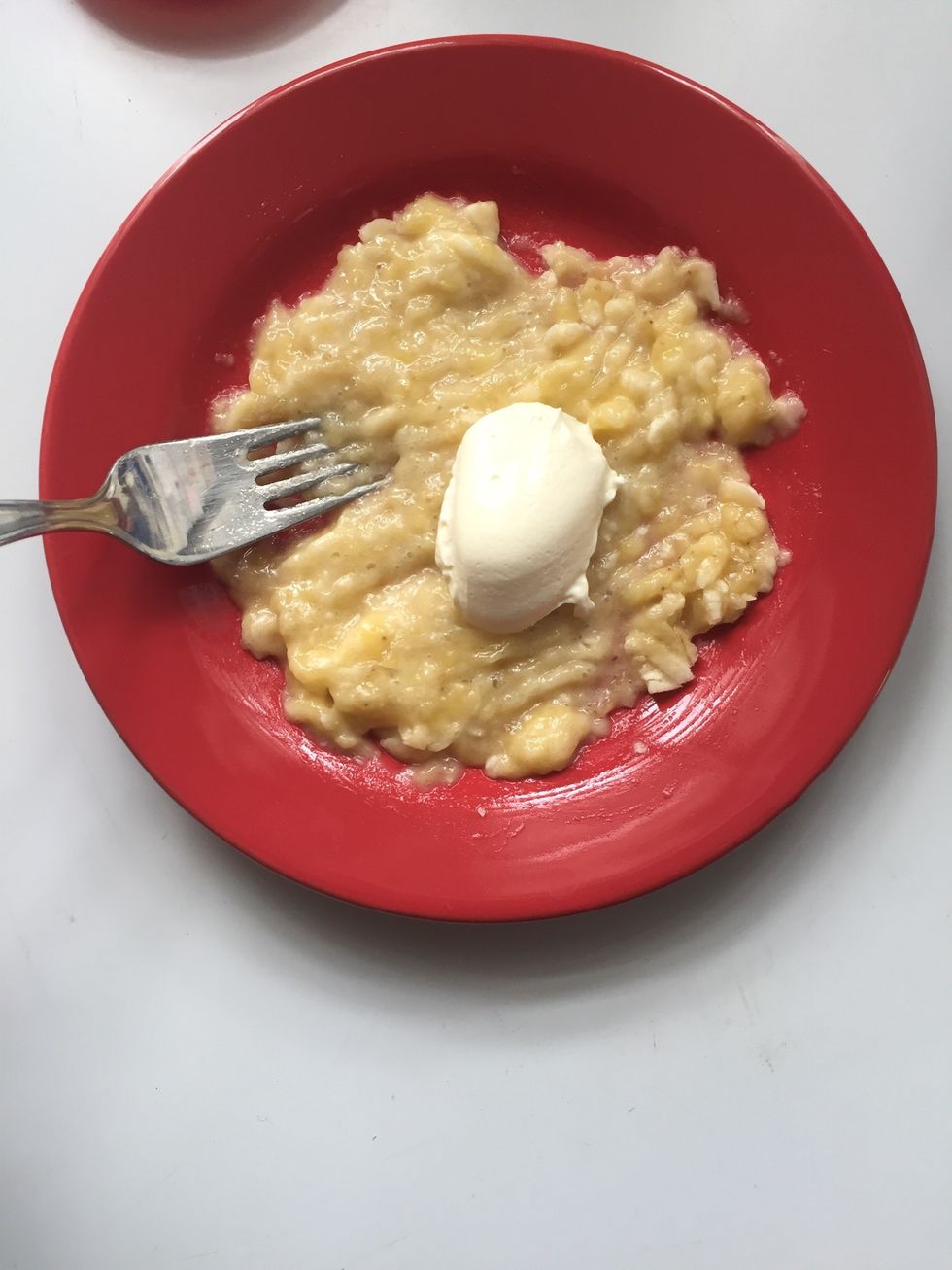 Add about 2 teaspoons of cream cheese, and stir until you get a nice cream. If needed, add more cream cheese