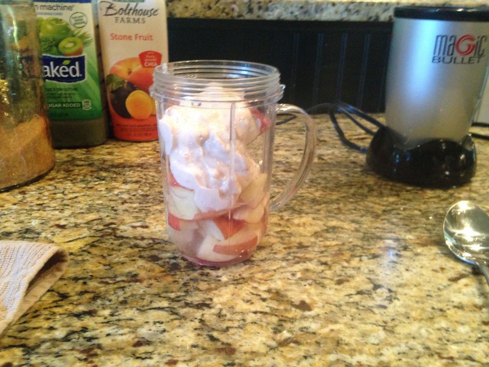 Add about 3 1/2 tablespoons of yogurt