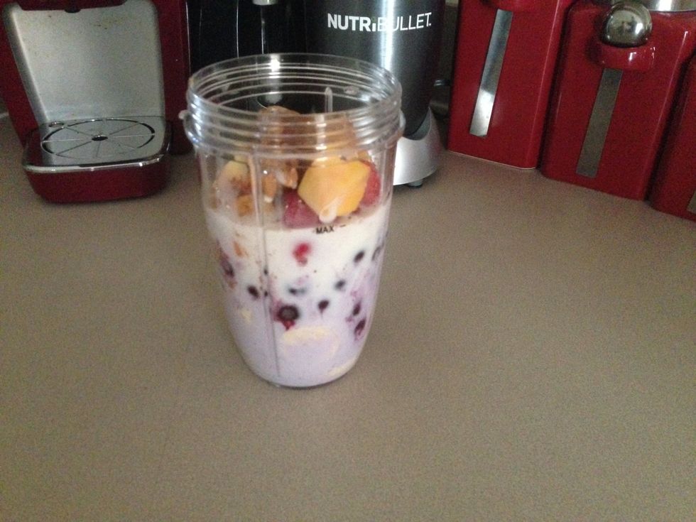 Add about a cup and a quarter of low-fat milk.