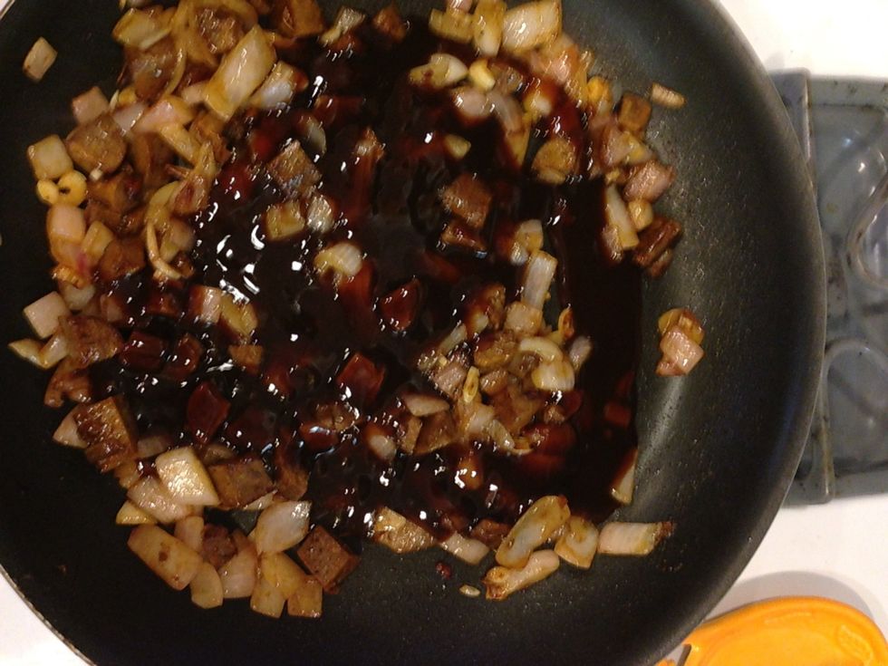 Add about half the bottle. Do NOT add the whole bottle... Your noodles will be too salty!!