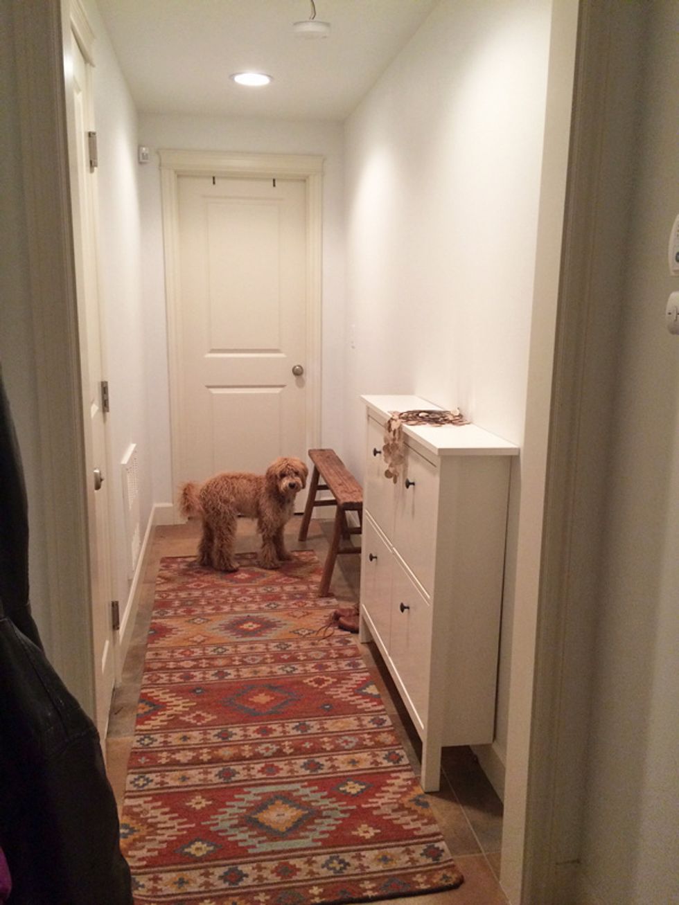 Add accessories like a colorful patterned rug, an entry table for storage, a bench, or mirrors.