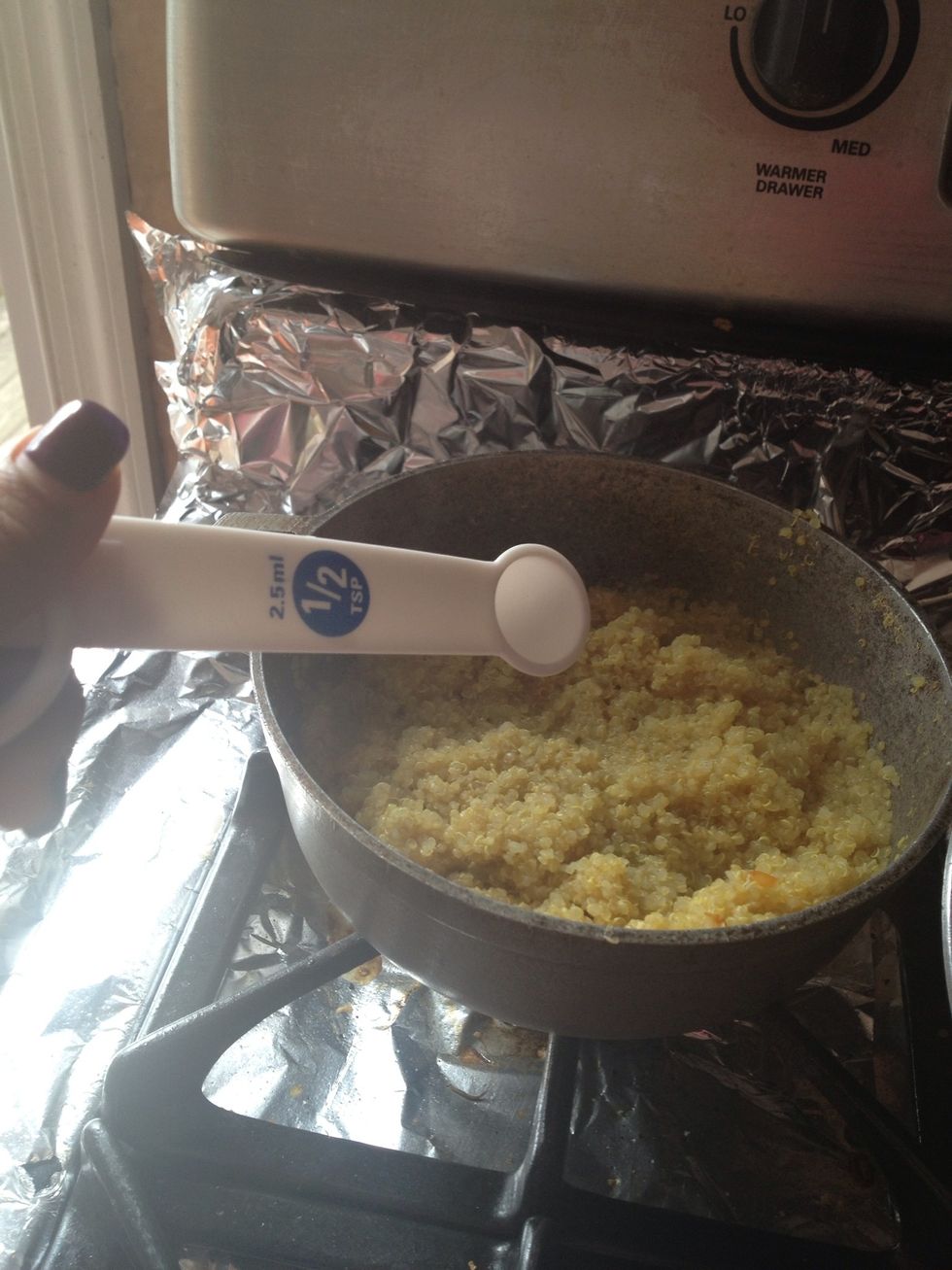 Add adobo and mix