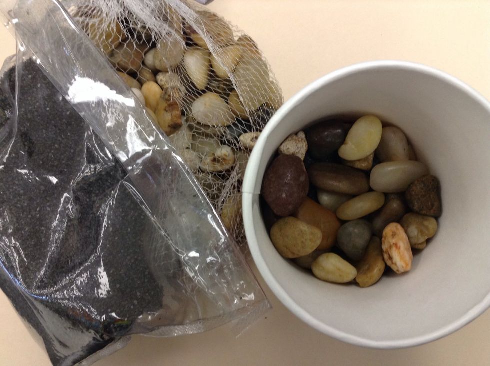Add all but a few of the remaining rocks onto the sand.
