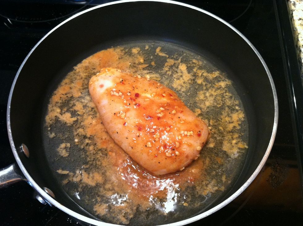 Add all contents in bag onto skillet/grill for cooking. (The water is for steaming the chicken)