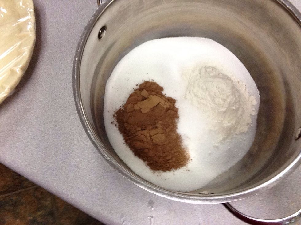 Add all dry ingredients except for the 2 tbs sugar and cream of tarter for meringue.