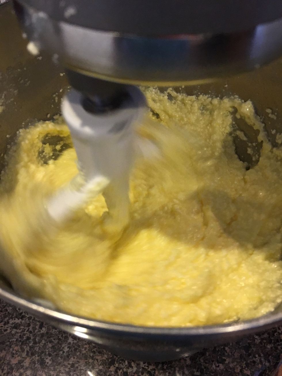 Add all four eggs and mix together