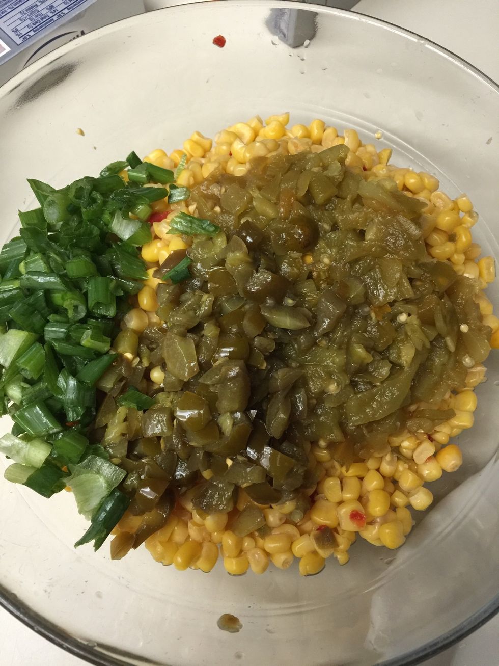 Add all green ingredients to bowl. this includes the chopped green onion.