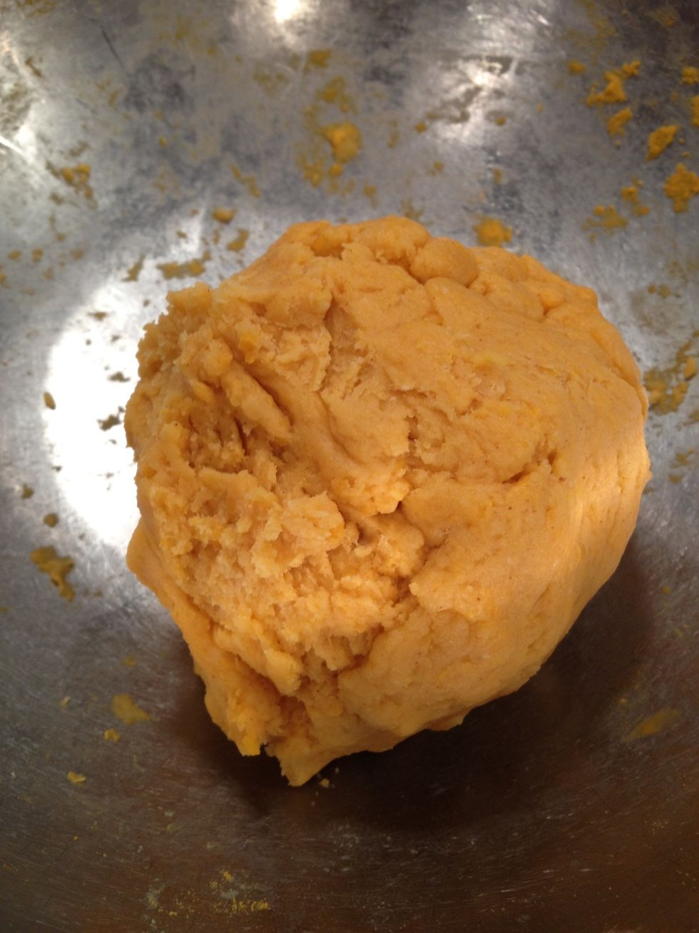 Add all ingredients except water in a food processor until crumbly.  Slowly knead in water until dough ball forms