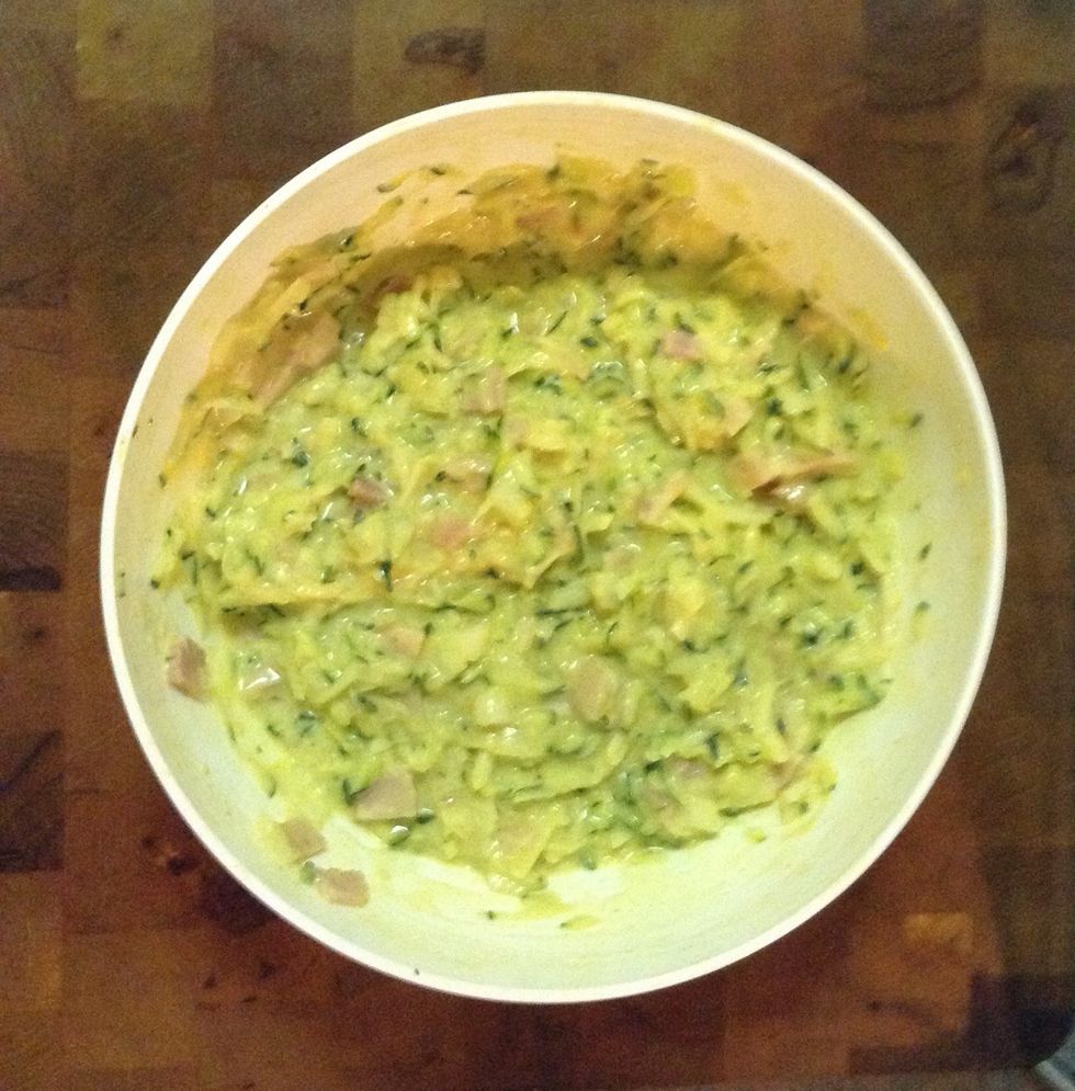 Add all ingredients in a large mixing bowl and stir to combine. Season with pepper to taste.