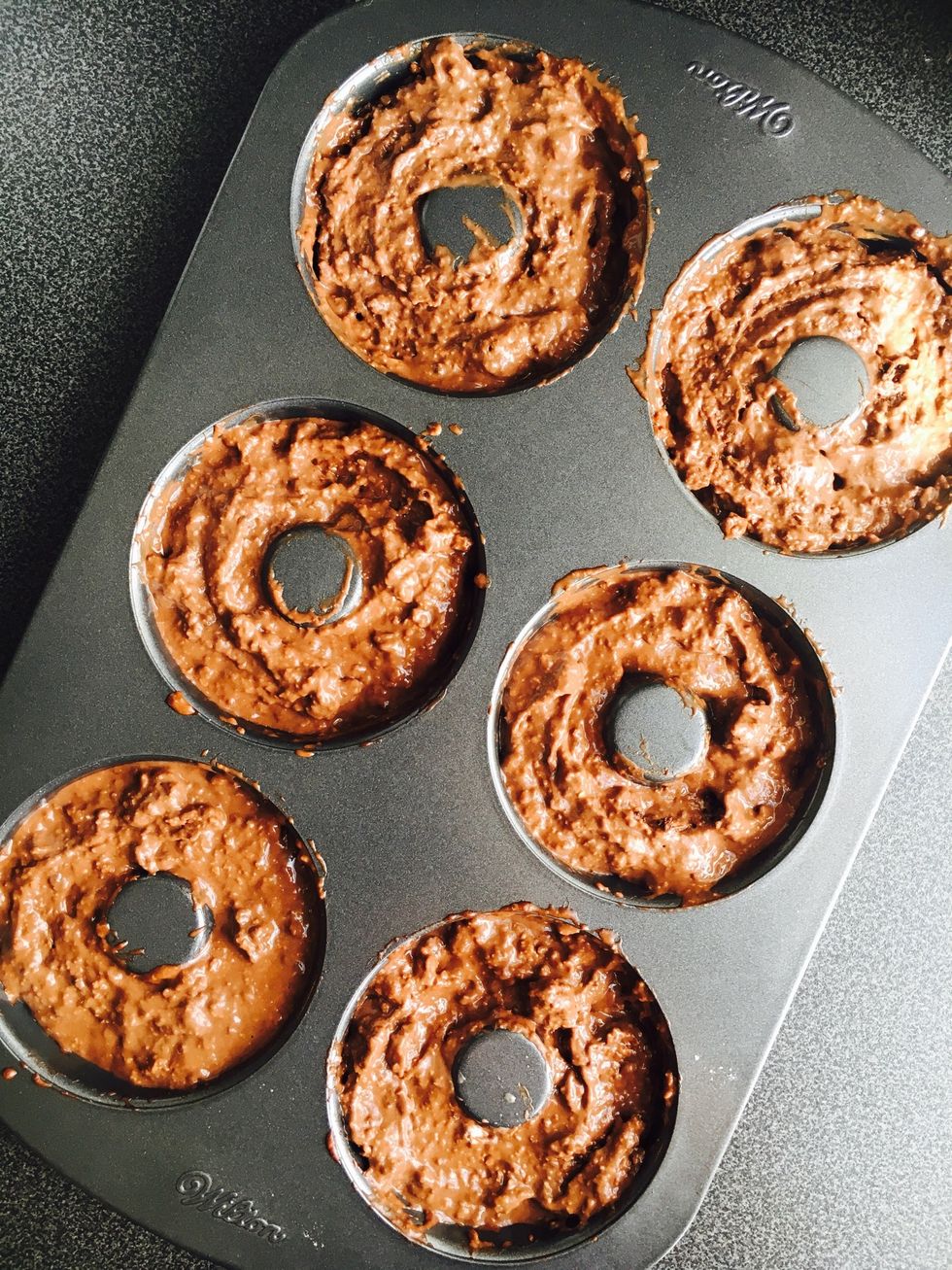 Add all ingredients in your blender. Add a little almond milk at a time to adjust consistency-thick batter. Add to the tray 1/3 of the way up (I use a food brush to smear evenly).