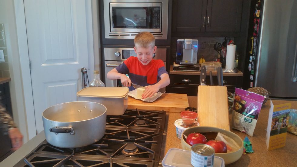 Add all ingredients into a large aluminum or non stick pot.