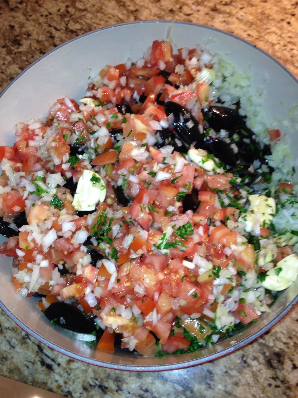 Add all ingredients into large pot. And mix it up!