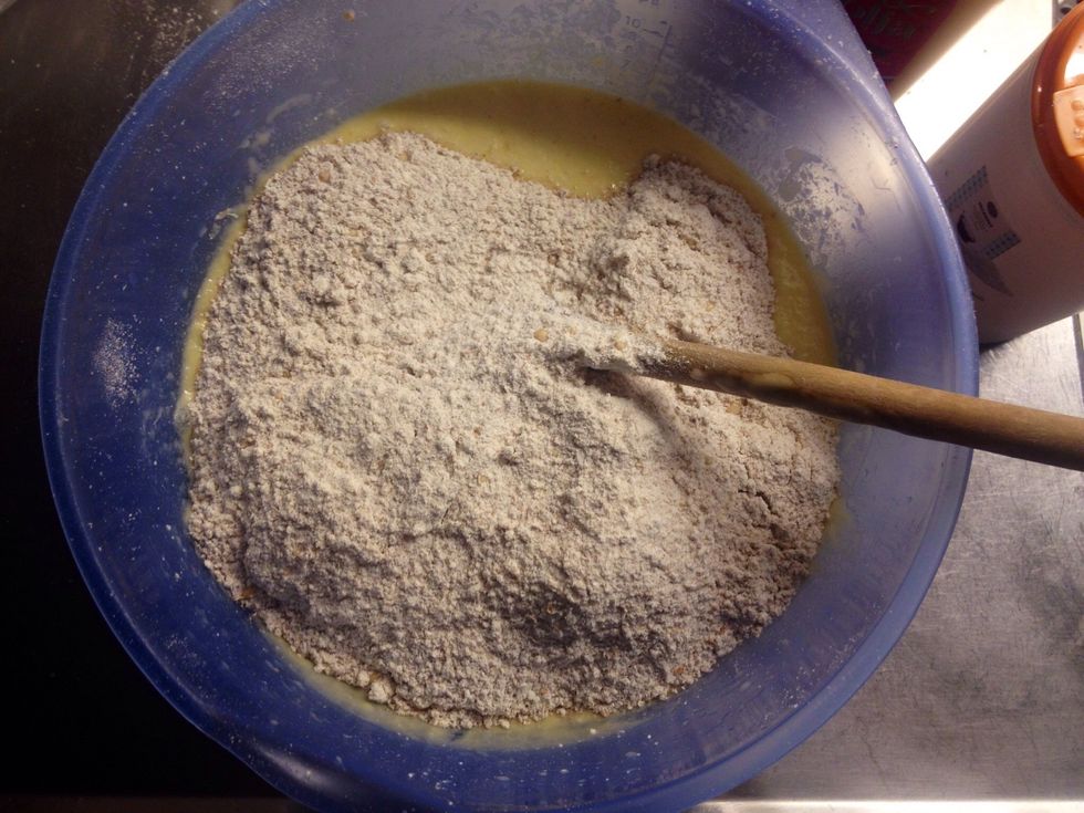 Add all of the wholegrain spelt..
