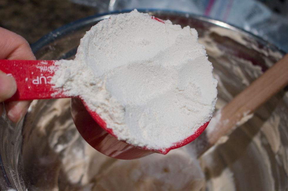Add all-purpose flour to mixture.