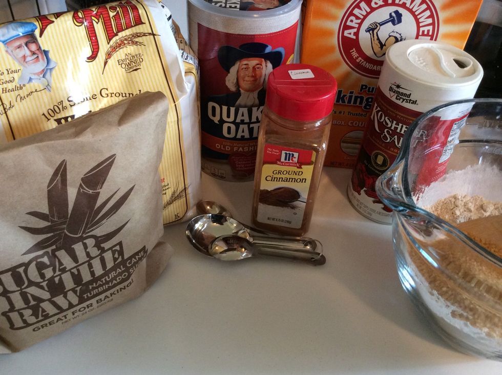 Add all the dry ingredients in a bowl, stir, then set aside.