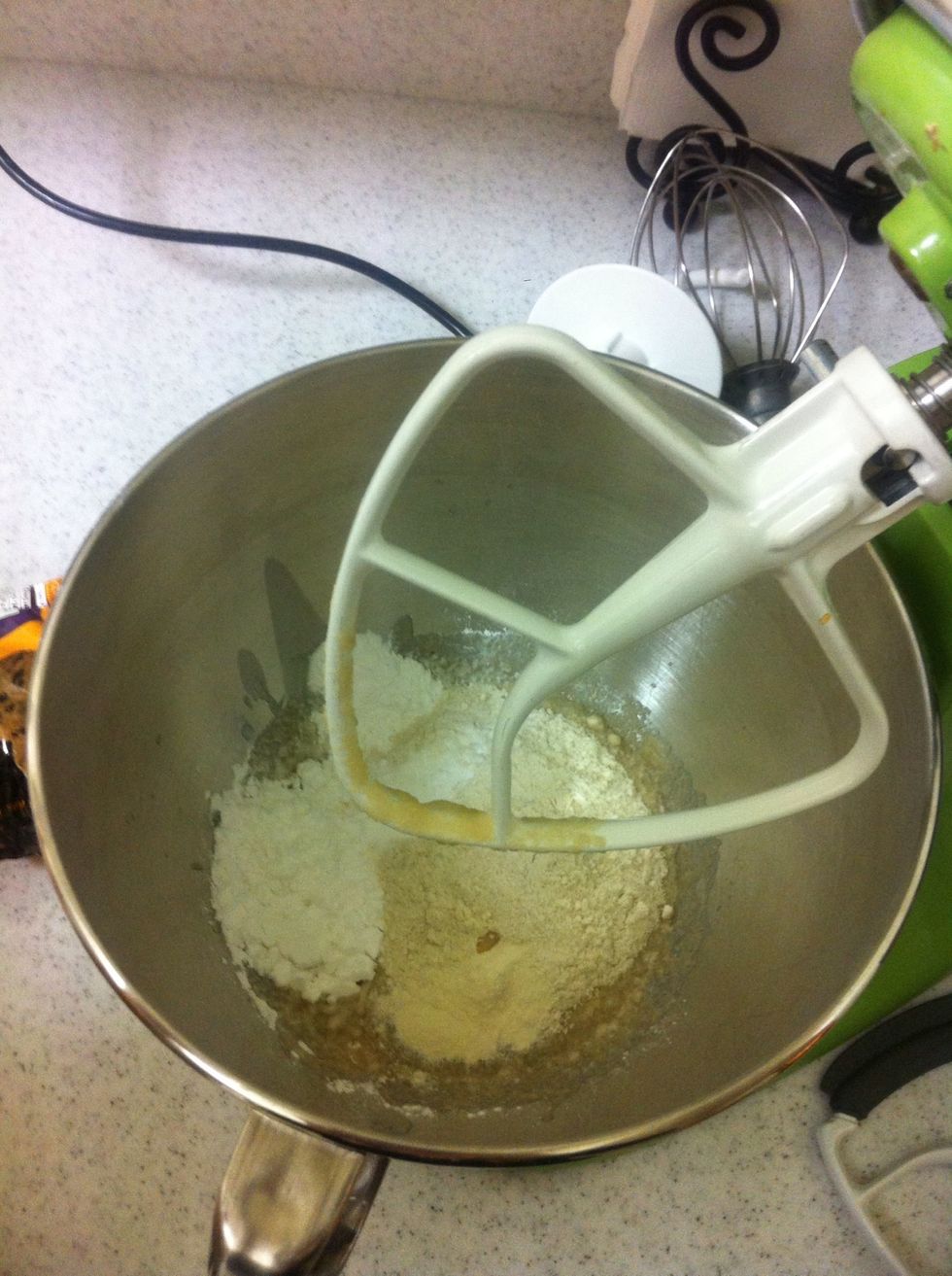 Add all the flours and salt