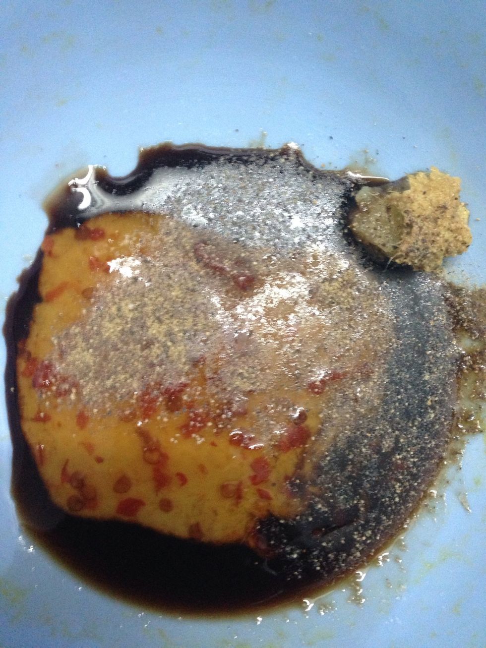 Add all the ingredients except dish n oil. Mix the marinade well.