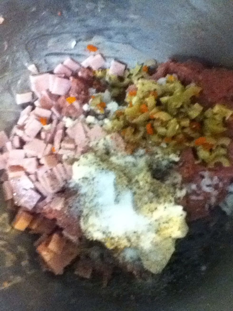 Add all the ingredients finely chopped to the ground beef