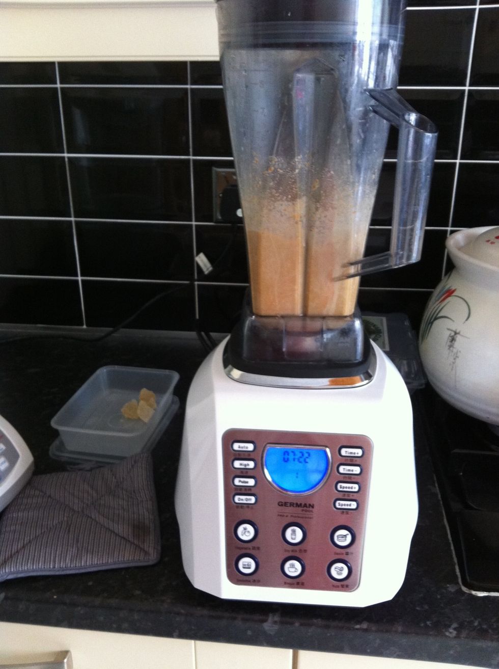 Add all the ingredients into a blender and blend for 8mins....