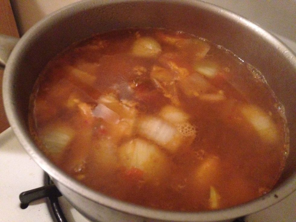 Add all the Vegies into the pot of beef and shimmer it for another 90 mins.