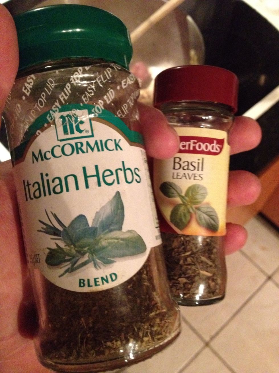 Add all your dry herbs and salt and pepper