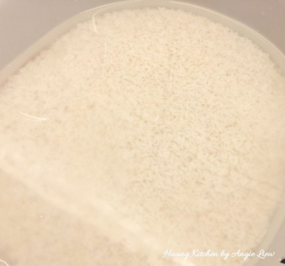 Add also enough water to the bigger portion of rice and leave to soak overnight.