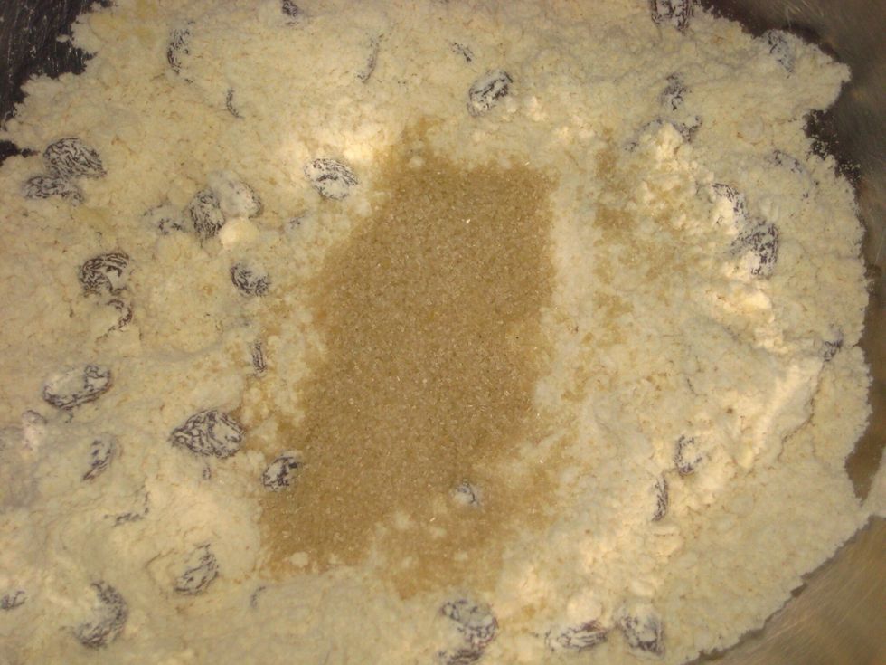Add and mix in the sugar....