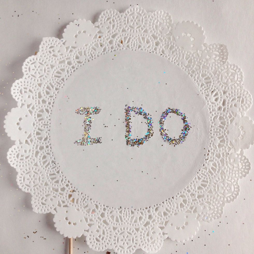 Add and shake off excess glitter until all the Mod Podge is covered. Let it dry.