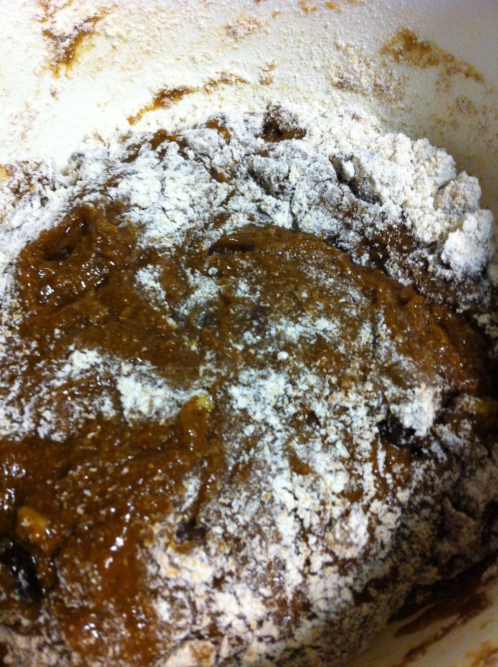 Add another 1/4 cup of flour until the cookie dough's consistency pleases you